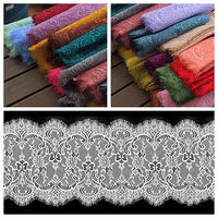 Dentelle de cils haut de gamme de 3 mètres de long et 25 cm de large, tissu en dentelle pour vêtements DIY, garniture décorative en dentelle