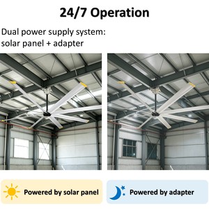 Ventilateur de plafond solaire industriel HVLS 3 mètres, commande intelligente par application, ventilateur de plafond solaire DC avec panneau solaire, ventilateur de refroidissement pour cantine d'usine - Product Image 2