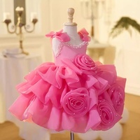 Nouvelle Robe de Premier Anniversaire pour Enfants 2026, Robe de Princesse pour Filles, Décoration Florale en Lin Crocheté, Robe de Cérémonie pour Petite Fille, Robe de Piano pour Hôtesse