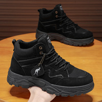 Bottes de style britannique rétro à tige haute pour hommes, grandes tailles, automne et hiver, chaussures de travail décontractées pour l'extérieur, baskets tendance