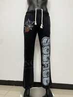 Pantalon de survêtement évasé vintage unisexe personnalisé Baggy Street Wear coton éponge française en détresse lavage à l'acide pantalon de survêtement jambe large