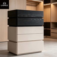 Commode moderne bicolore à plusieurs niveaux en placage de bois, meuble de rangement pour chambre à coucher, mobilier de maison OEM ODM
