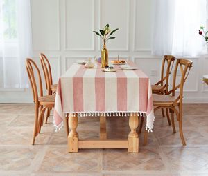 DUOLAI Light Green and <strong>White</strong> <strong>Striped</strong> Tablecloth Rectangle Washable Jacquard Weave <strong>Table</strong> <strong>Cloth</strong> for Outdoor Picnic With Napkins - Product Image 6