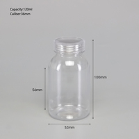 Vente en gros de flacons en plastique PET de 120 ml pour les soins de santé, les pilules, les vitamines, les comprimés, les capsules, les compléments alimentaires