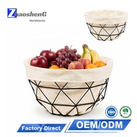 Panier de rangement pour fruits en métal, panier à pain en fil métallique avec doublure en coton pour la maison, le restaurant, le buffet, fabriqué par une usine OEM