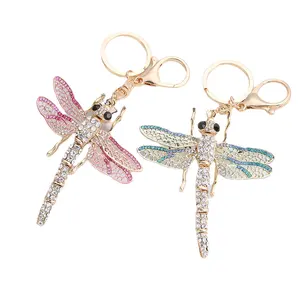 yuanfei new cute dragonfly pendant metal keychain bag cartoon insect car wholesale