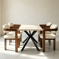 Ensemble de table à manger moderne, écologique et durable, 4 places, table en bois massif, chaises rembourrées, maison, appartement, villa, hôtel, restaurant