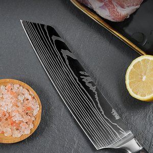 7cr17mov thép carbon cao 8-mảnh đầu bếp dao thiết lập Laser Damascus kết cấu mô hình dao nhà bếp cho hộp quà tặng bao bì - Product Image 2