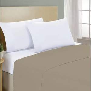 Flat <b>Sheet</b> 150x300cm 100% Cotton Taupe Color <b>For</b> Italian <b>Single</b> <b>Bed</b> Size - Product Image 1