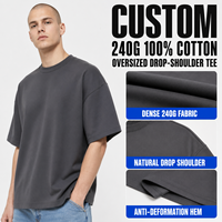 T-shirt en coton uni doux et décontracté à manches courtes 240 g/m² pour homme, grande taille, coupe oversize, idéal pour l'été, marque privée streetwear