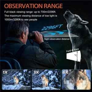 Jumelles de vision nocturne infrarouge 3D VR à l'œil <span class=keywords><strong>nu</strong></span>, 1000M, caméra télescope numérique 4K UHD pour la chasse avec boussole et vue en direct - Product Image 2