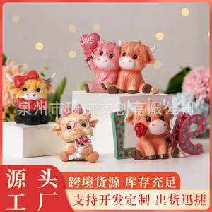 Adorno Decorativo de Pareja de Terneros de Dibujos Animados para el Día de San Valentín, Pequeño, Hecho a Mano con Resina Sintética, para Interiores, Regalo - Product Image 5