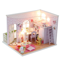 Miniature en bois à faire soi-même à l'échelle 1:24 avec éclairage LED, ensemble de jouets miniatures écologiques faits à la main pour adultes