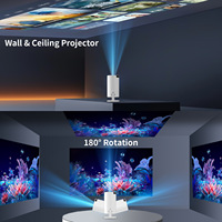 4K Full HD 1080P 180 °   Mini-projecteur rotatif avec WiFi6 double bande 2.4/5G pour Android OS 11.0 et Bluetooth 5.0, correction automatique de la distorsion trapézoïdale