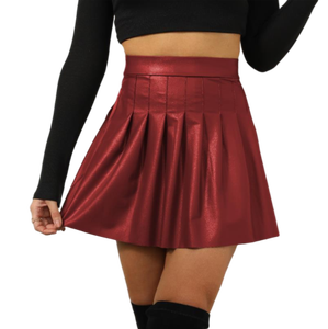 <span class=keywords><strong>Jupe</strong></span> plissée évasée brillante pour femme, taille haute, Mini <span class=keywords><strong>jupe</strong></span> patineuse Sexy - Product Image 1