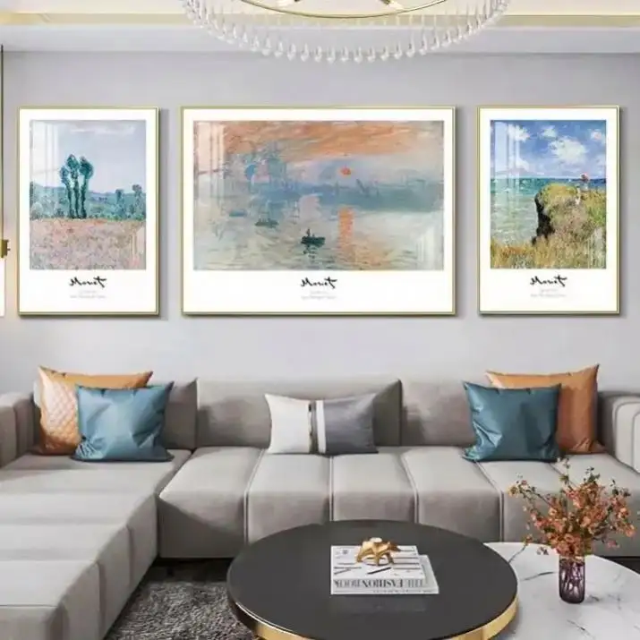 Lukisan minyak 3 panel cantik kustom ruang makan di atas kanvas untuk lukisan rumah dekoratif dan seni dinding