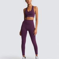 Setelan pakaian Yoga trendi, setelan pakaian Yoga gaya Eropa dan Amerika, celana olahraga angkat pinggul mulus dengan celana Yoga pinggang tinggi