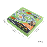 PUZJOY Track Puzzle Montessori Dinosaur Puzzle avec voiture mignonne pour enfants de 3 à 6 ans, en papier, jouet de dessin animé et de bricolage
