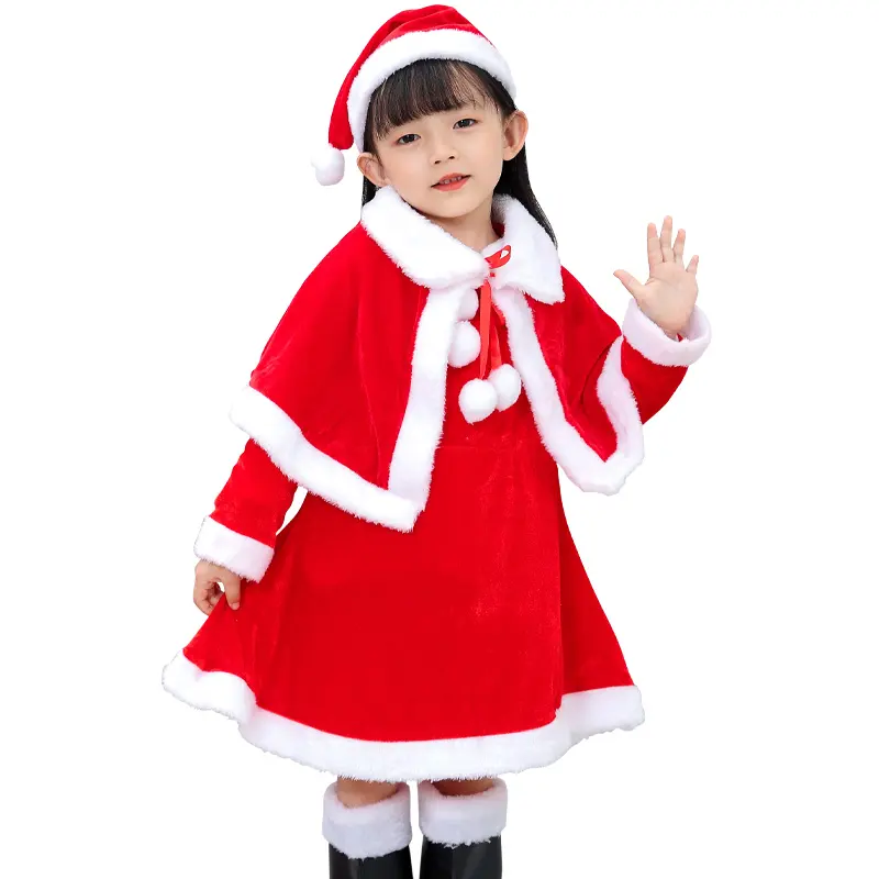 子供のためのドレスとスーツを備えた卸売女の子のサンタクロースコスチュームクリスマス衣装カーニバルパーティーギフトドレスアップ