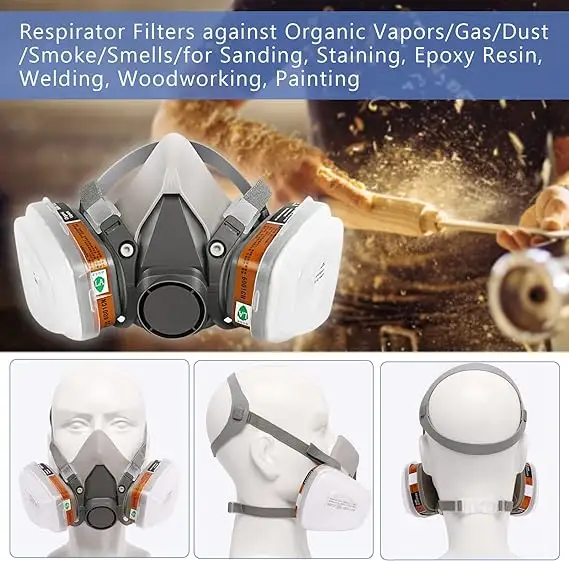 Reusable Silicone Rubber Half Face Gas Mask For Painting Industry Using With Goggle