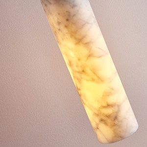 Lámpara <span class=keywords><strong>Colgante</strong></span> de Alabastro Blanco Natural, Forma Cilíndrica Larga, Herrajes de Latón, Lámpara <span class=keywords><strong>Colgante</strong></span> <span class=keywords><strong>Tubular</strong></span> de Piedra - Product Image 5