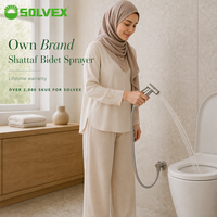 Set Semprotan Bidet/Shattaf SOLVEX, Pistol Semprot Bidet dari Baja Anti Karat 304, Pemasangan di Dinding Kamar Mandi, Set Semprotan Bidet/Shattaf Toilet