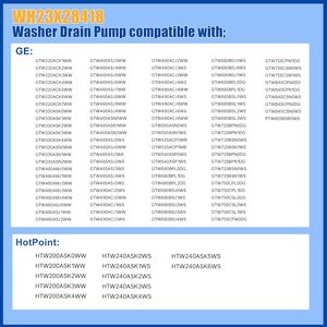 Bomba de Desagüe WH23X28418 290D1201G003 WH23X24178 Compatible con Lavadoras G-E <span class=keywords><strong>Hotpoint</strong></span>, Reemplaza a 290D1201G001 (Venta al Por Mayor) - Product Image 2