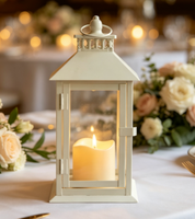 Lanterne à bougie en métal blanc en gros, style vintage, pour décoration de table de mariage ou de maison