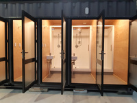 Toilettes préfabriquées portables de 20 pieds avec lavabo, douche et WC, séparation humide/sèche, pour hôtel, bureau, bâtiment et usage extérieur