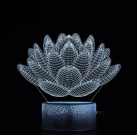 Lampe à Illusion 3D Veilleuse de Table 7 Couleurs Optique USB LED Tactile 3D Veilleuse en Bois