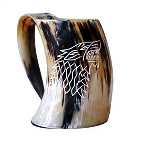 Taza de Cuerno de Búfalo Hecha a Mano con Asa, Diseño Vintage, Taza para Beber Pulida Natural, Ecológica, para Cerveza, Café, Regalo - Product Image 1