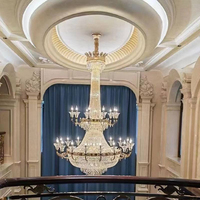 Lustre long en cristal européen, luminaire LED de luxe pour villa, salon, salle à manger, hôtel, hall, décoration et éclairage