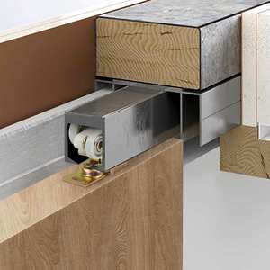 Système de quincaillerie dissimulée WEKIS en acier de haute qualité pour porte coulissante à fermeture amortie, ensembles de roulettes cachées modernes pour chambre et cuisine - Product Image 5