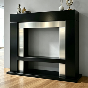 Marco Moderno para <span class=keywords><strong>Chimenea</strong></span> de MDF Negro Premium para Chimeneas Eléctricas/de Gas/de Etanol, Uso en Interiores, Sala de Estar, MOQ 50 Piezas - Product Image 1