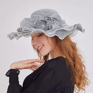 Новая модная шляпа с широкими полями, летняя шляпа с цветочным принтом, элегантная сетчатая шляпа в стиле Дерби, Кентукки