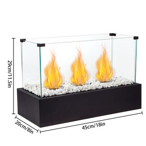 ABD Ücretsiz Kargo Etanol Şömine Metal Tabanlı Dumansız İç Mekan Ateş Çukuru Dekoratif Masaüstü Şömine 3 Brülörlü - Product Image 3