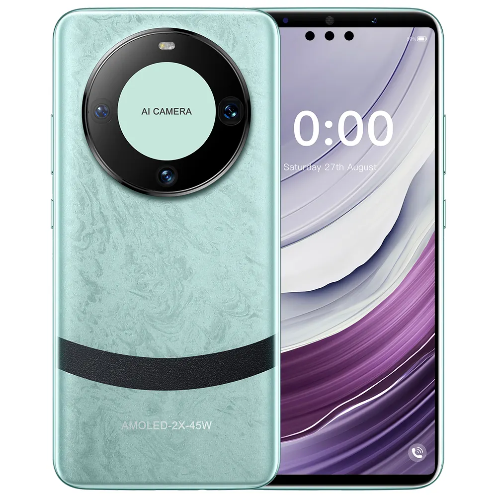 ODM & OEM 2024 Top Portátil 5G Mate60 Pro Telefone Inteligente Android13 16GB + 1TB 24 + 48MP Câmera de Beleza Dual Sim Celular Gsm Carregador Usado