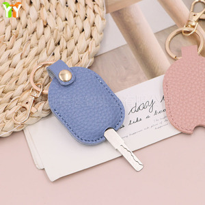 Cross-border spot PU lychee texture <b>leather</b> <b>keychain</b>, anti-loss key cover, car key pendant protective cover - Product Image 4