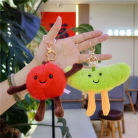 Porte-clés en peluche mignon en forme de fruits (Pastèque, Orange, Durian, Concombre), jouets en peluche, breloque pour sac et sac à dos, cadeau