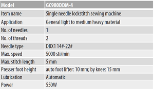 Máquina de Coser Industrial de Puntada Recta de Una Sola Aguja Computarizada de Alta Velocidad GC9800DDM-4 para Jeans en Taizhou - Product Image 3