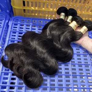 12a brazilian human hair body wave bundle with closure raw vietnamese hair double drawn hair bundle for black women