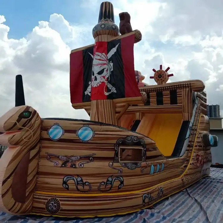 Gigante nave pirata scivolo gonfiabile per adulti e bambini/Doppia Corsia di Scivoli Gonfiabili di Grandi Dimensioni Nave Pirata Gonfiabile Scivolo