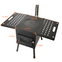 Poêle à bois en acier au carbone en gros, prix d'usine, poêle de tente portable avec cheminée, poêle de camping professionnel multifonctionnel
