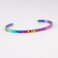 Bracelets personnalisés en acier inoxydable de 4 mm, colorés, GOOD VIBES MAIN CHARACTER ENERGY, avec citation gravée au laser, bracelet confiant, cadeaux pour femmes
