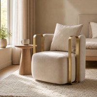 Fauteuil d'appoint moderne rembourré avec structure dorée, chaise individuelle de luxe pour hôtel et salon