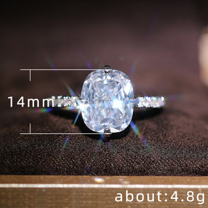 Elegant Oval Lab Grown Diamond Copper Ring for Women Silver Color Bridal Engagement Fashion Jewelry - Product Image 5