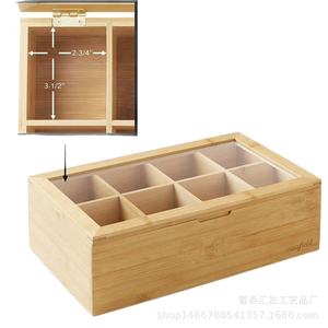 Wooden <b>Storage</b> Box 12-1/2x7-1/2x3-3/4 Inches With Dividers For Tea Coffee Organizing Desktop Living Room - Product Image 2