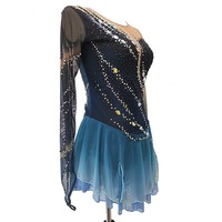 Robe de danse de salon Gradient Mamre MR518-7 pour femme, en spandex et maille, ornée de strass, personnalisable, élégante pour la performance
