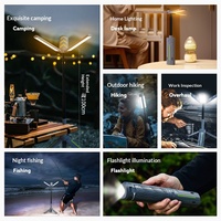 Lámpara de Camping Plegable Multifuncional con Linterna de Emergencia Recargable para Teléfono Móvil, Luz de Ambiente para Camping