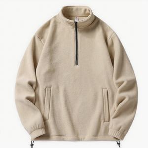 Sweat à demi-zip pour homme Phantom Beige 2025 - Eco-fleece - Technologie thermique - Sans capuche - Avec fermeture éclair noire discrète et poches zippées - Product Image 2